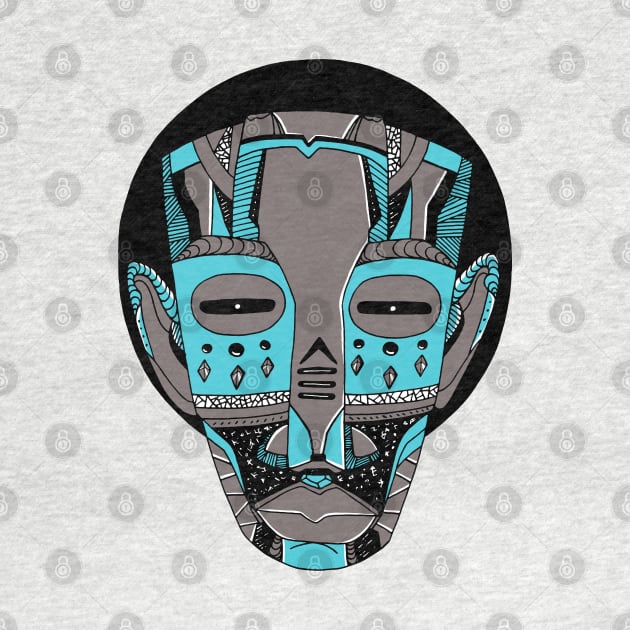 Blue Grey African Mask No 3 by kenallouis